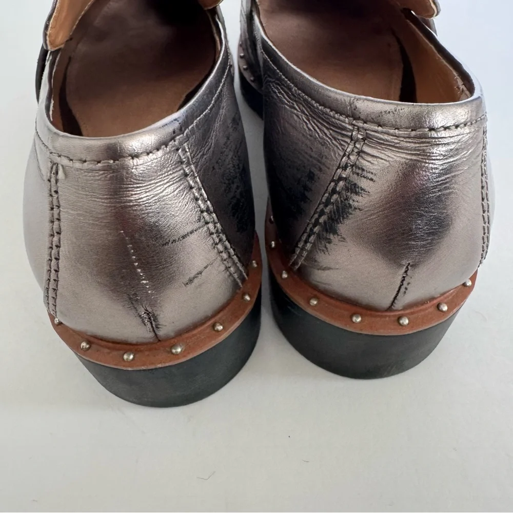 Halgoen Emily Studded Metalic Leather Chunky Y2K Loafers Flats Size 7.5